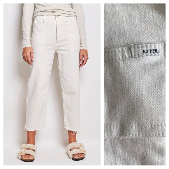 MOTHER White the Patch Pocket Private Ankle Fray Jeans - Picture 1 of 5